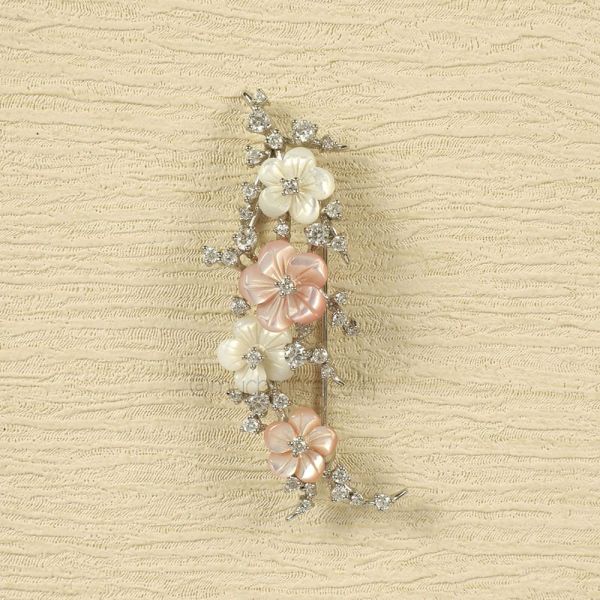 Mother Of Pearl Flora Stems Unisex Brooch