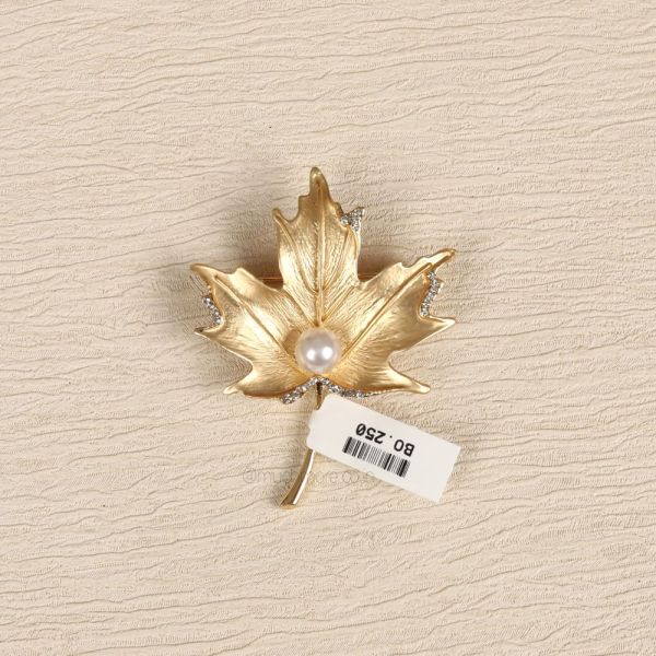 Canadian Maple Leaf With Pearl Brooch
