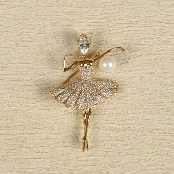 Dancing Girl AD Embellished Brooch Pin