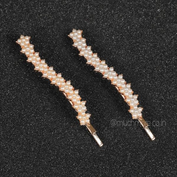 Rose Gold-Toned Pearl Embellished Bobby Pins