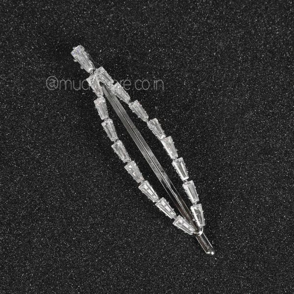 Silver Toned Baguette Embellished Bobby Pin
