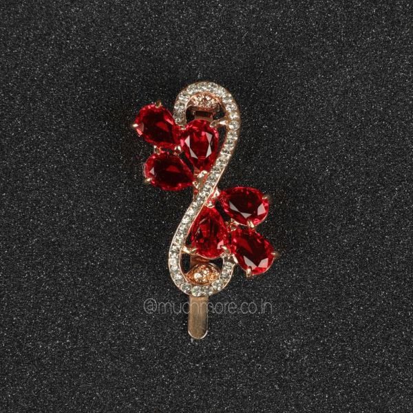 Women Red Embellished Hair Clip/Pin