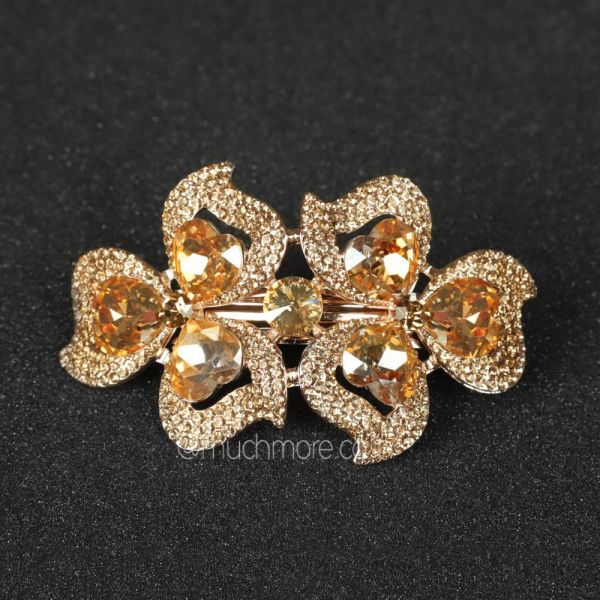 Gold Tone Flower French Barrette Hair Accessories