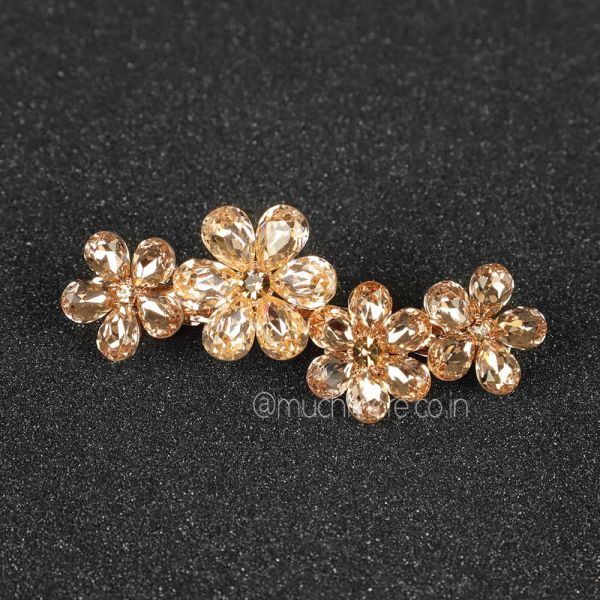 Gold Tone Flowers French Barrette Hair Accessories