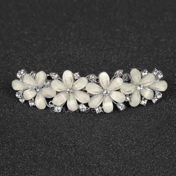 Off White Flora Crystal French Barrette Hair Accessory