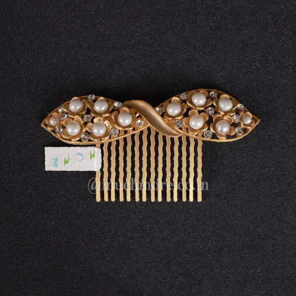 Crystal Gold Tone Beaded Comb Clip