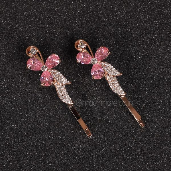 Candy Pink Embellished Hair Clips/Pin