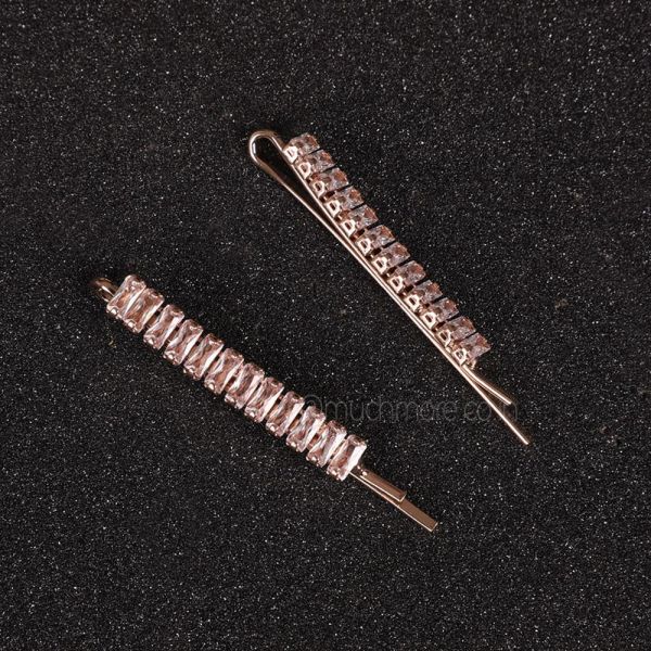 Women Baguette Studded Set of 2 Bobby Pins