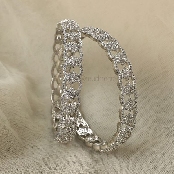 All White American Diamond Bangles By Much More