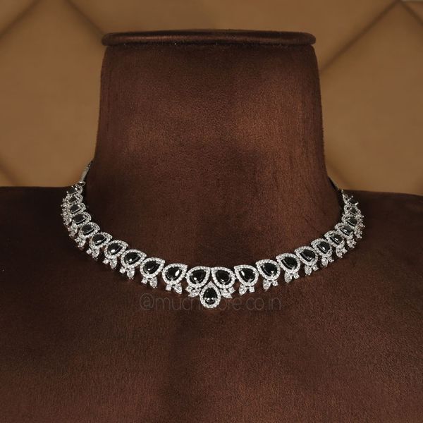 Buy Online Black Diamond With Silver Polish Necklace Chain