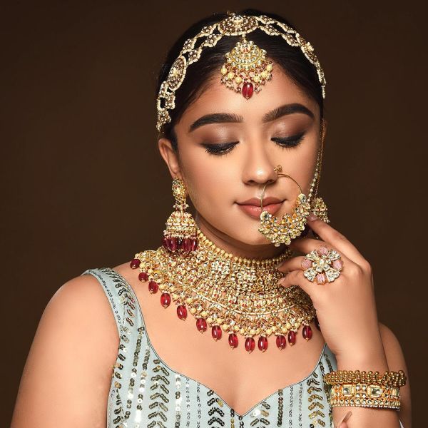 Ruby Drop Precious Kundan Traditional Jewelry