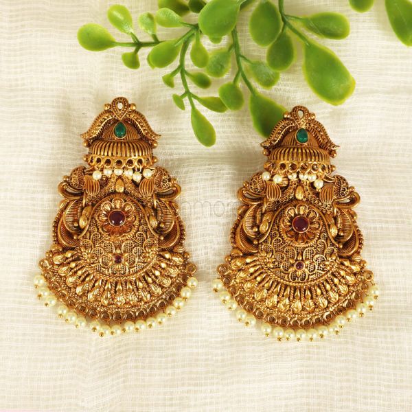 Buy Online Gold Plated Pearls Hanging Traditional Earrings
