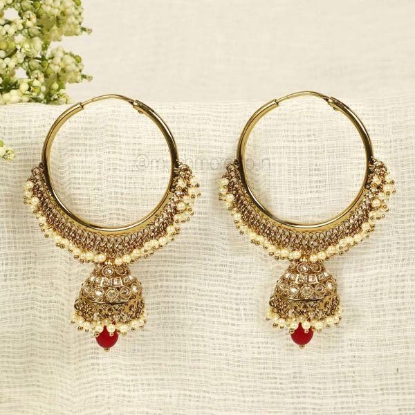 Hoop Ruby Antique Bali Earrings