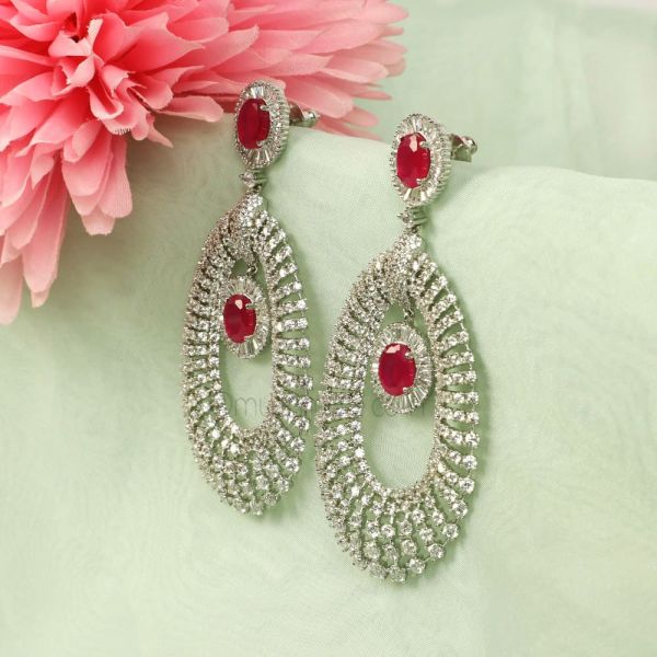  Beautifully Crafted Ruby White Big Earrings