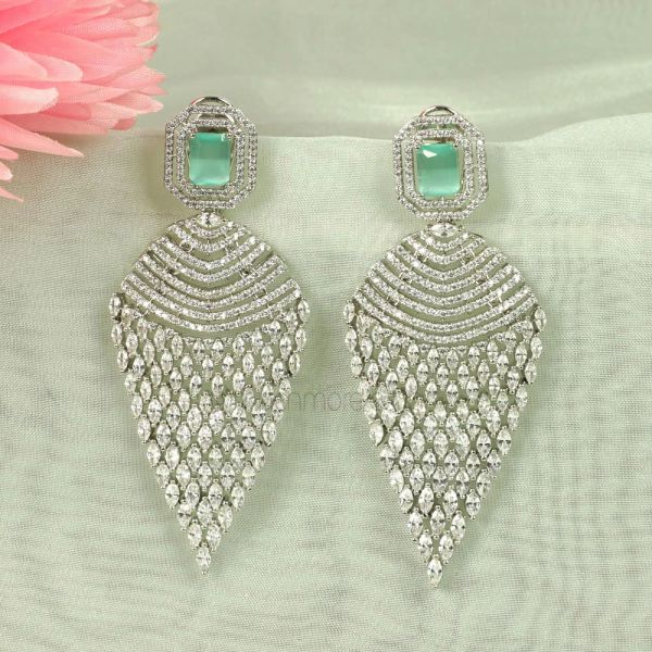 Mint Green Modern Diamond Earrings