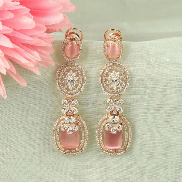 Exculisly Design Pink Dimaond Earrings