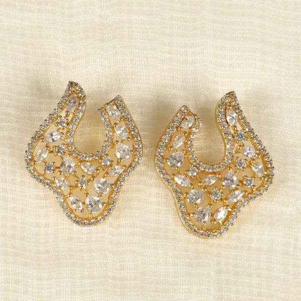Unique Shape Diamond White Gold Small Earrings