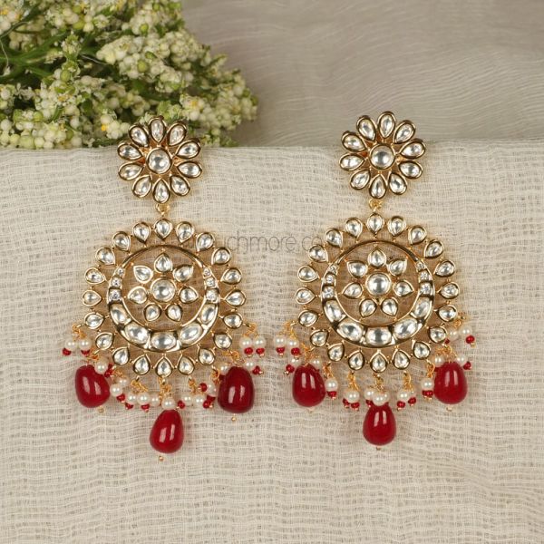 Designer Kundan Ruby Earrings By Much More
