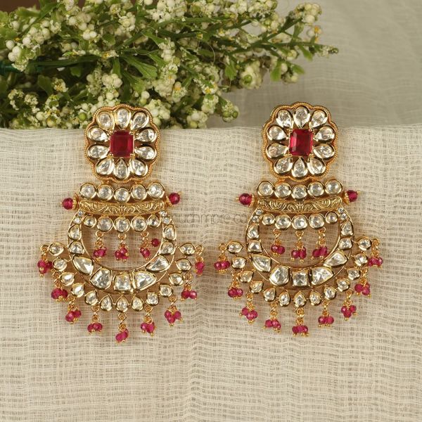 Ruby Gold Plosh Women's Kundan Earrings