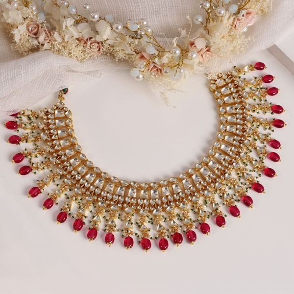 Ruby Drop Pachi Kundan Traditional Jewelry 