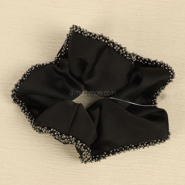 Women Black Finish Beaded Scrunchies