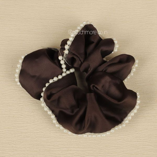 Brown Pearl Scrunchies For Women