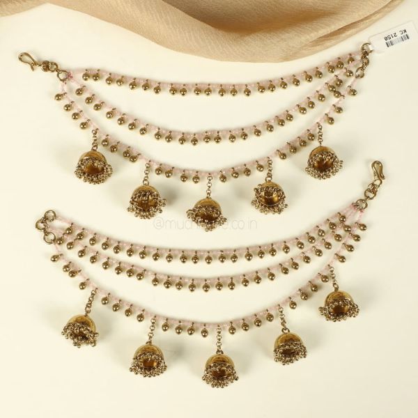 Baby Pink Kaan Chain Matil With Jhumki Hanging