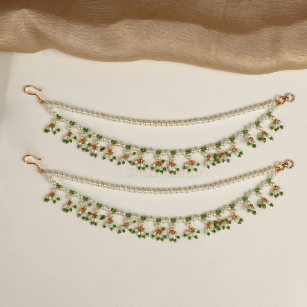 White And Green Peald Beaded Designer Kaan Chain
