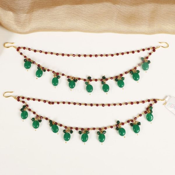 Emerald And Ruby Beaded kaan Chain For Women