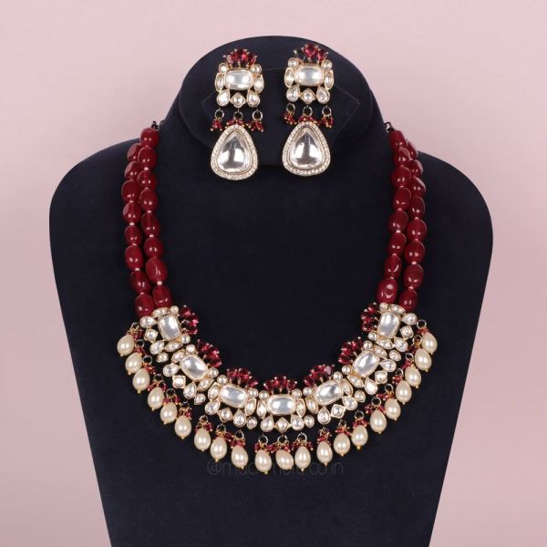 Latest Collection Polki With Ruby Jewellery Set