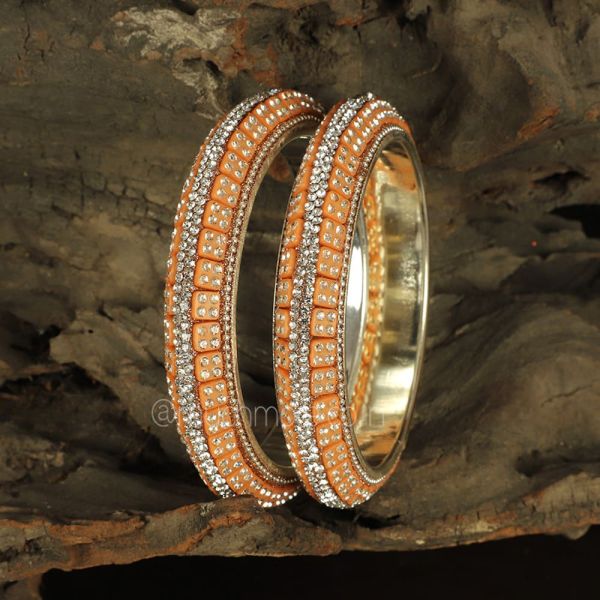 Peach Color Lakh Bangles For Women