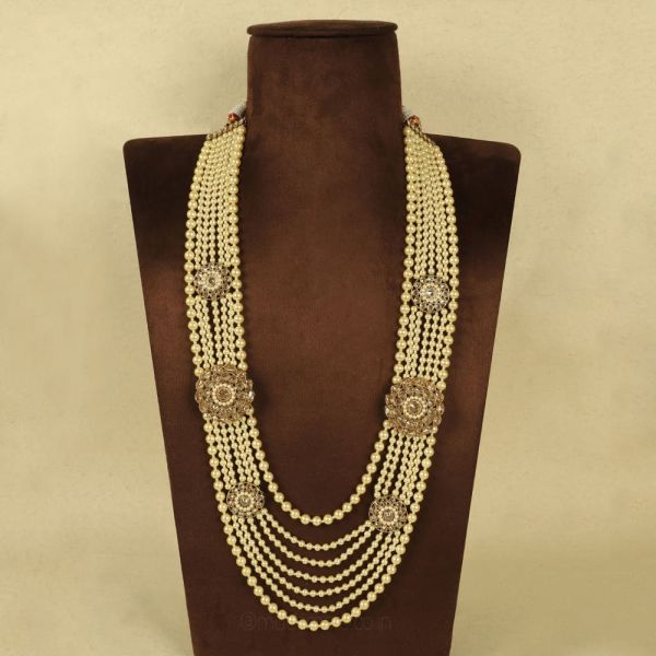 Multi Layered Antique With Pearl Long Haram Mala