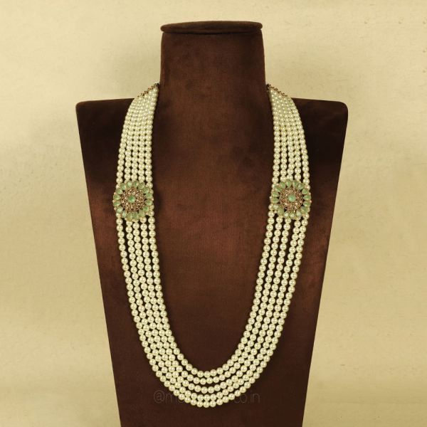Pearl String With Mint Work Sherwani Unisex Mala