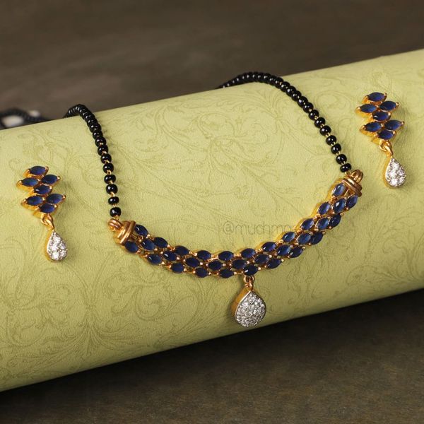 Sapphire Dimaond Mangalsutra With Tops