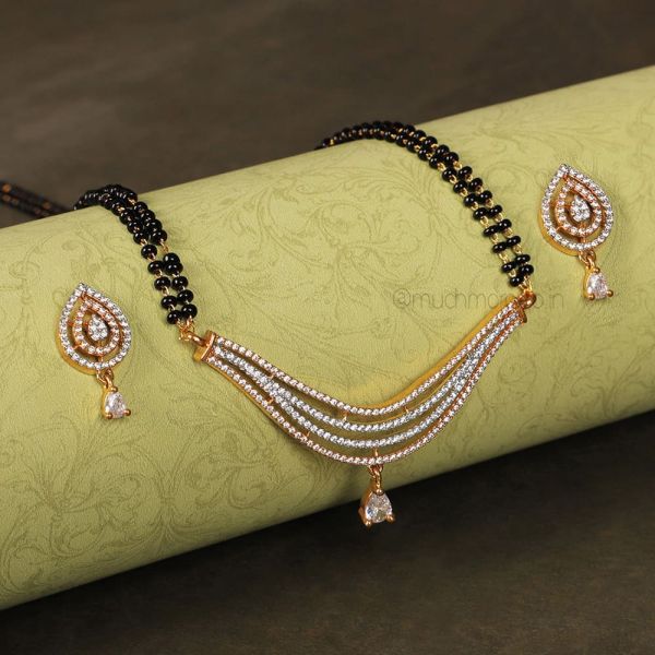 Gold Polish AD Mangalsutra For Women