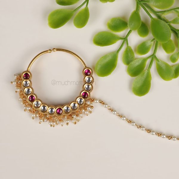 Beads With Kundan One Size Kundan Bridal Nath