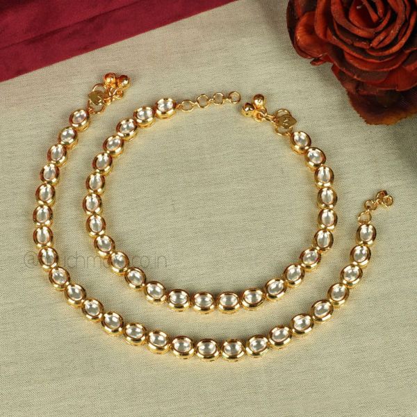 Buy At Best Classic Gold Polish Simple Anklets