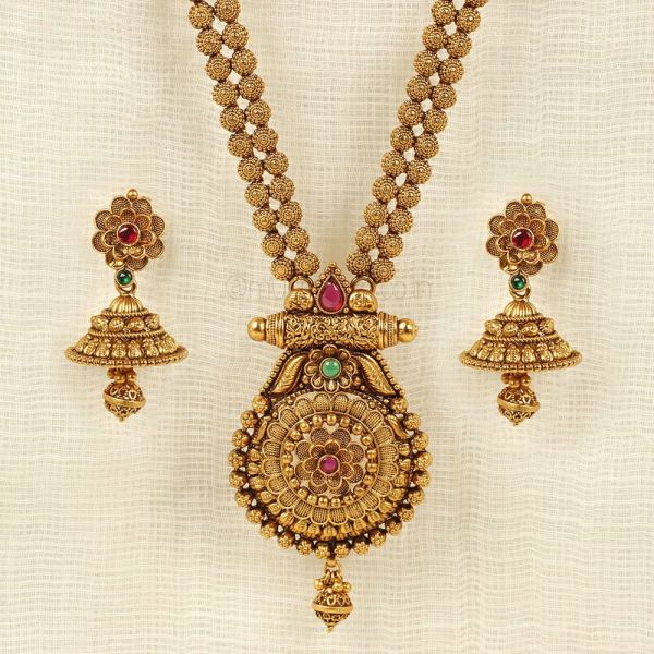 Imitation Gold Polish Long Necklace Set For Women 