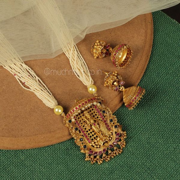 Traditional Temple Work  Pendant With Jhumki