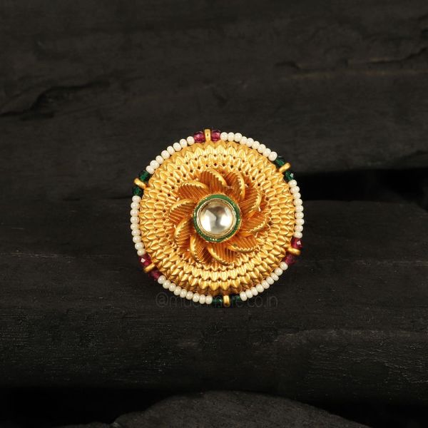 Gold Polish Ruby Green Ring For Women
