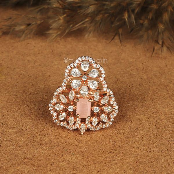 Rose Polish AD Studded Women's Ring By Much More