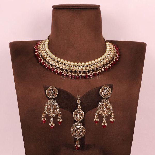 Now Buy At Best Price Ruby Necklace With Matching Accessories