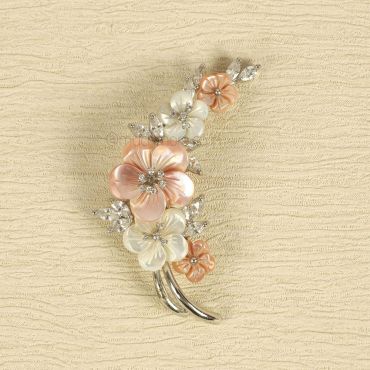Mother Of Pearl Flowers Stems Unisex Brooch