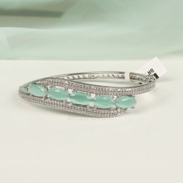 Silver Polish Mint Green Bracelet By Much More