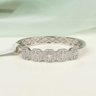 All White Diamond & Baguette Studded Bracelet