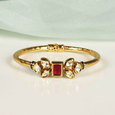 Ruby Color Kundan Traditional Bracelet