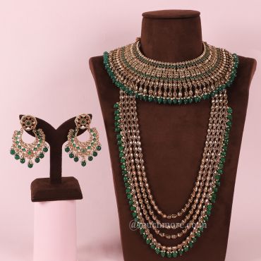 Emerald Green Bridal Choker With long Necklace (Haram)