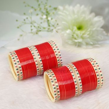 Simple Nice Red Bangle Chura For Bride 