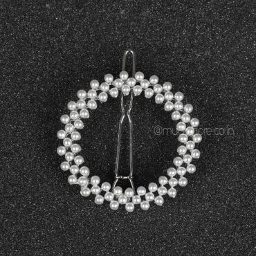 White Pearl Studded Embellished French Barrette