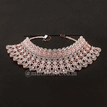 Crystal Shine Chandelier Earrings In Silver Rose Gold Bridal Set